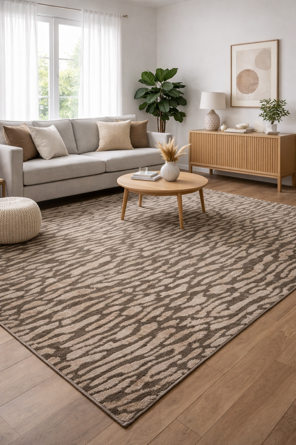 Lorien Grey Beige Organic Rug