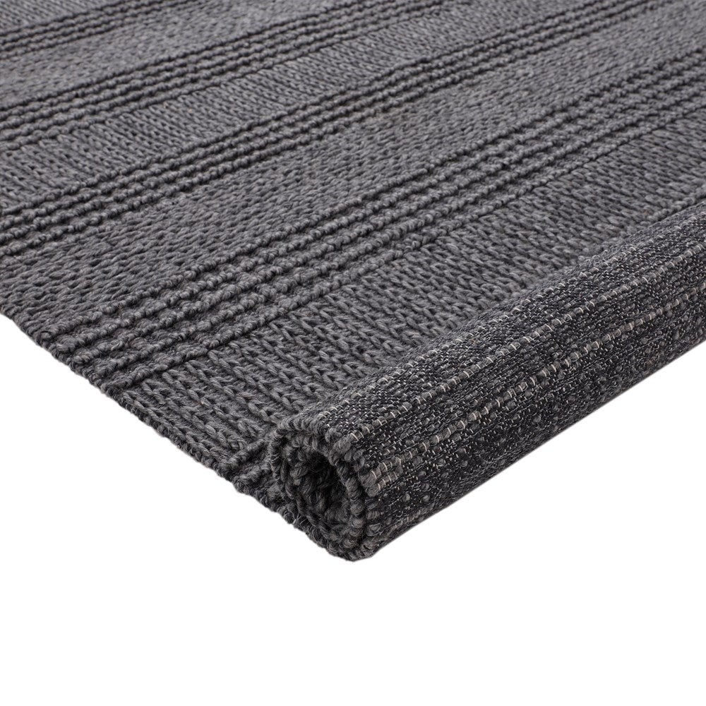Sierra Stitches Smoke Grey Hand-Woven Rug