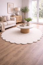 Virelle White Scalloped Wool Rug