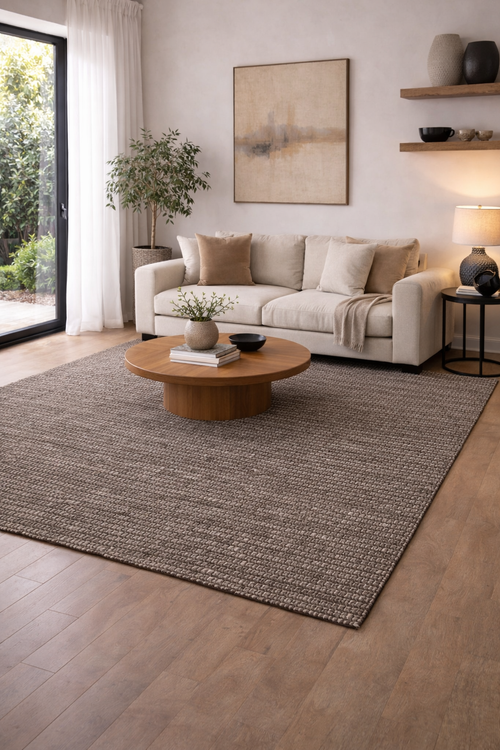 Arden Mocha Brown Flatweave Rug