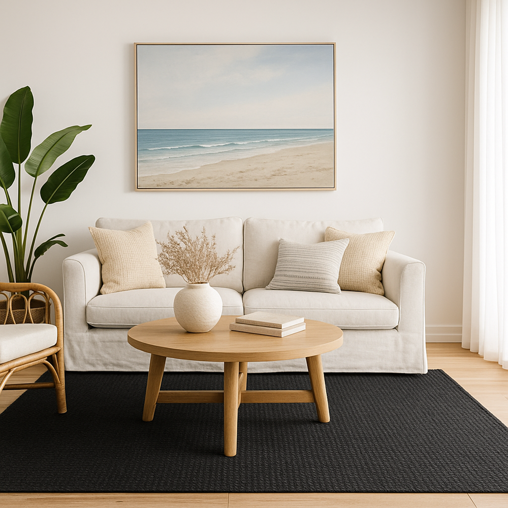 Selora Black Hand-Woven Jute Rug