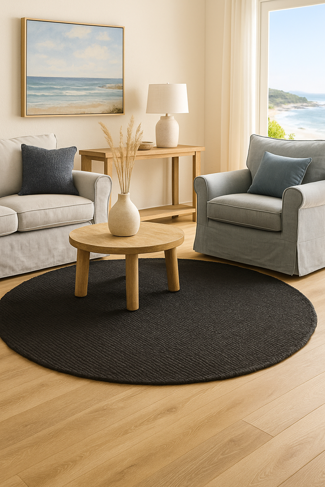 Selora Black Hand-Woven Jute Rug