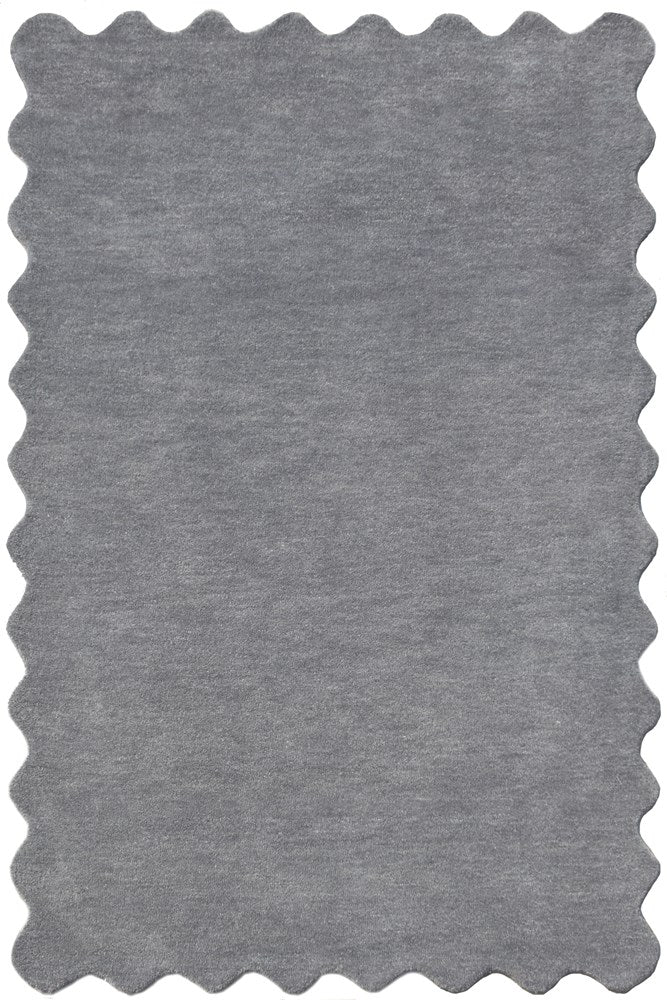 Virelle Denim Grey Scalloped Wool Rug