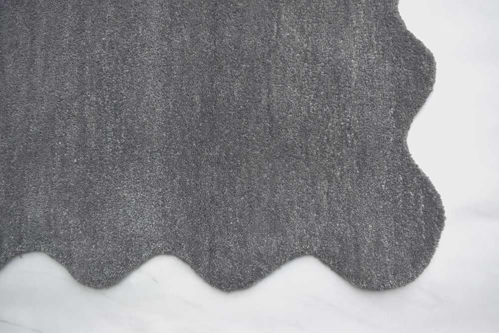 Virelle Denim Grey Scalloped Wool Rug