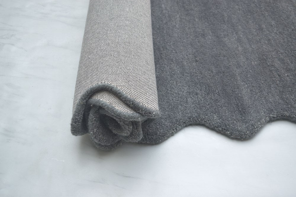 Virelle Denim Grey Scalloped Wool Rug