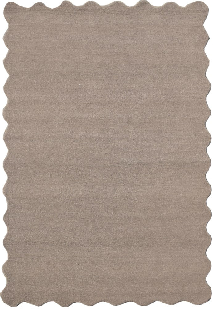Virelle Greige Scalloped Wool Rug