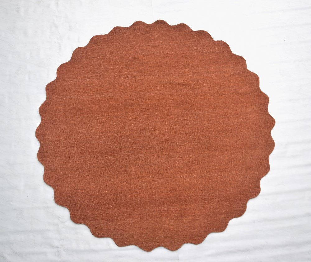 Virelle Rust Scalloped Wool Rug