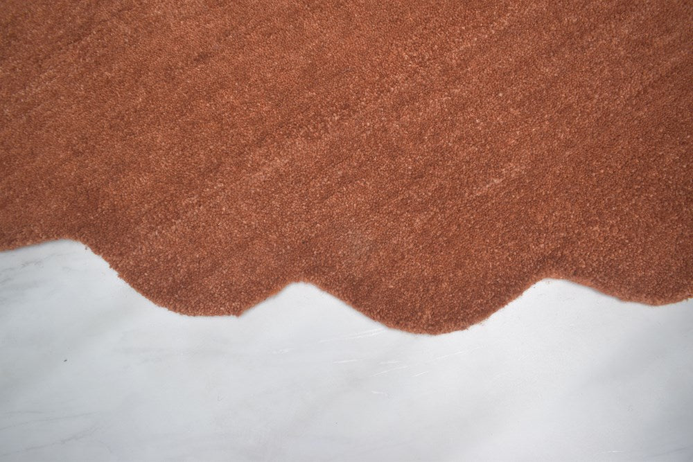 Virelle Rust Scalloped Wool Rug