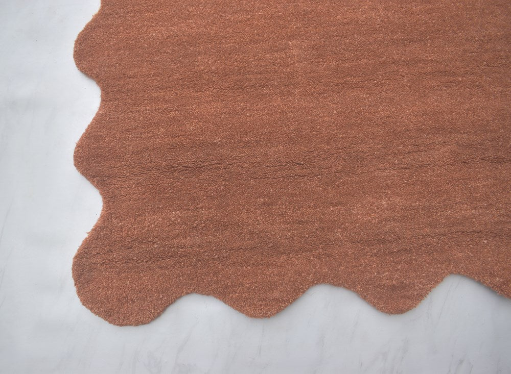 Virelle Rust Scalloped Wool Rug