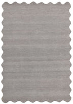 Virelle Stone Grey Scalloped Wool Rug