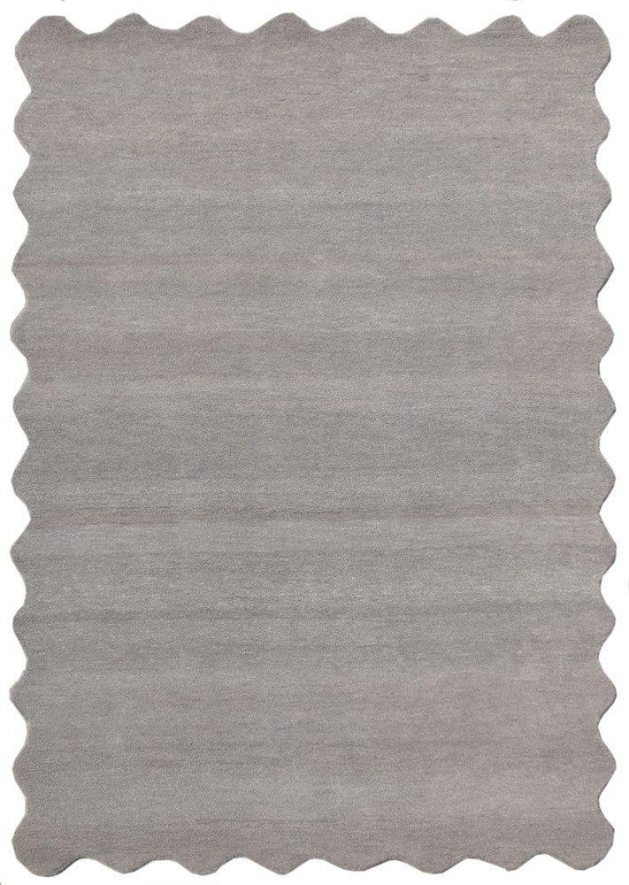 Virelle Stone Grey Scalloped Wool Rug