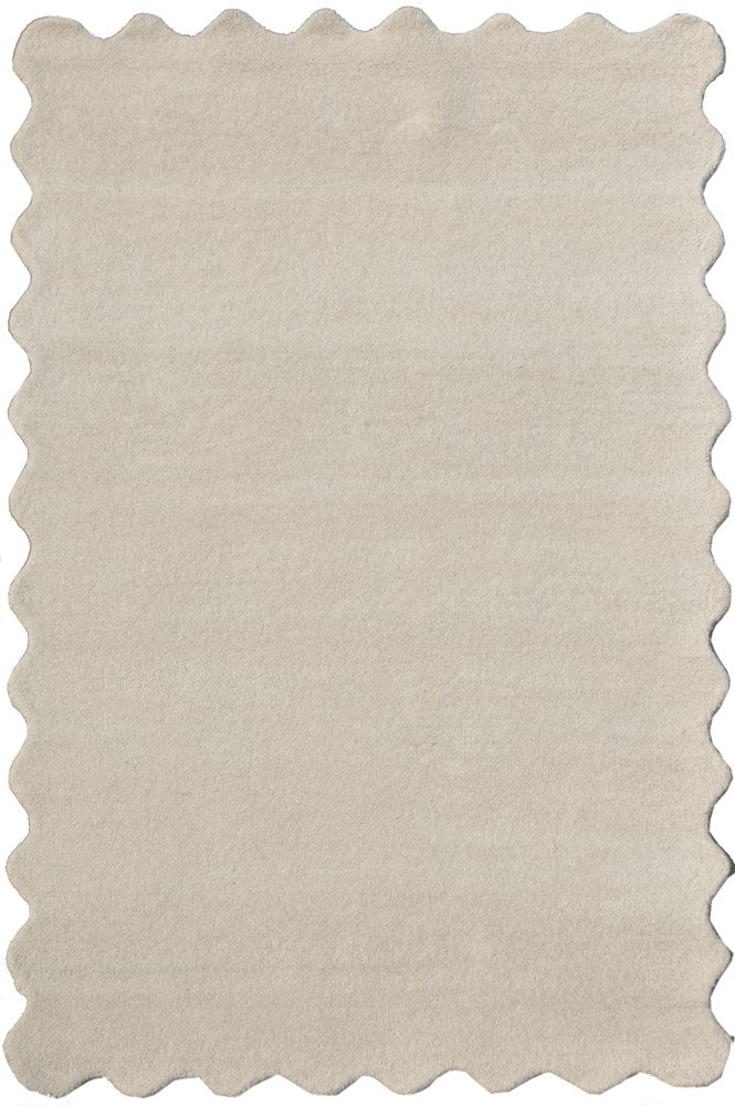 Virelle White Scalloped Wool Rug