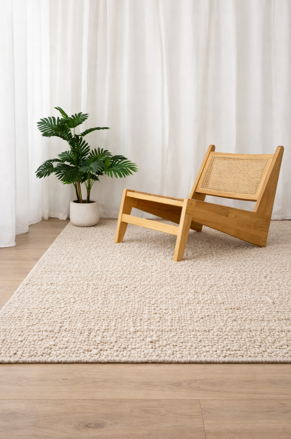 Nori Mini Oatmeal Beige Textured Rug
