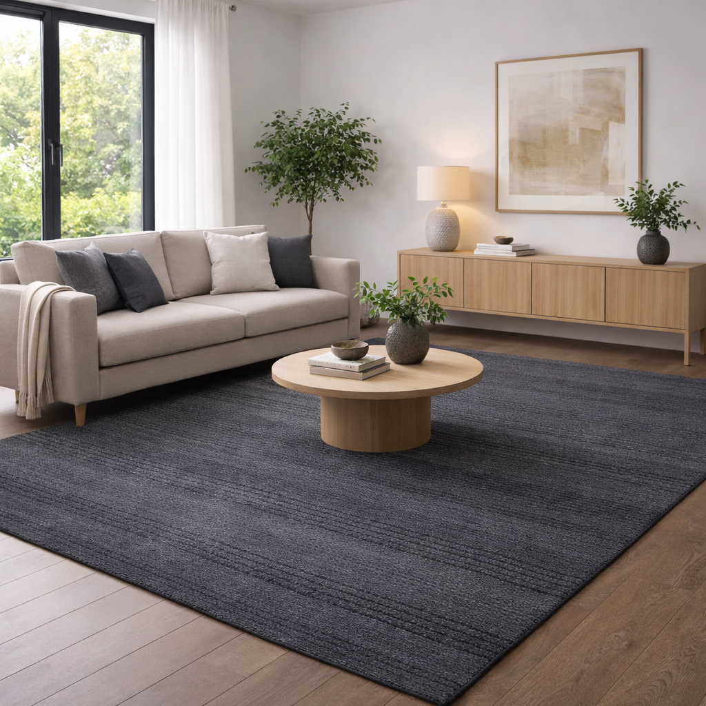 Sierra Stitches Smoke Grey Hand-Woven Rug