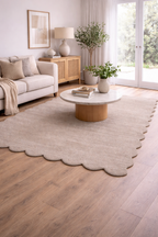 Virelle Greige Scalloped Wool Rug