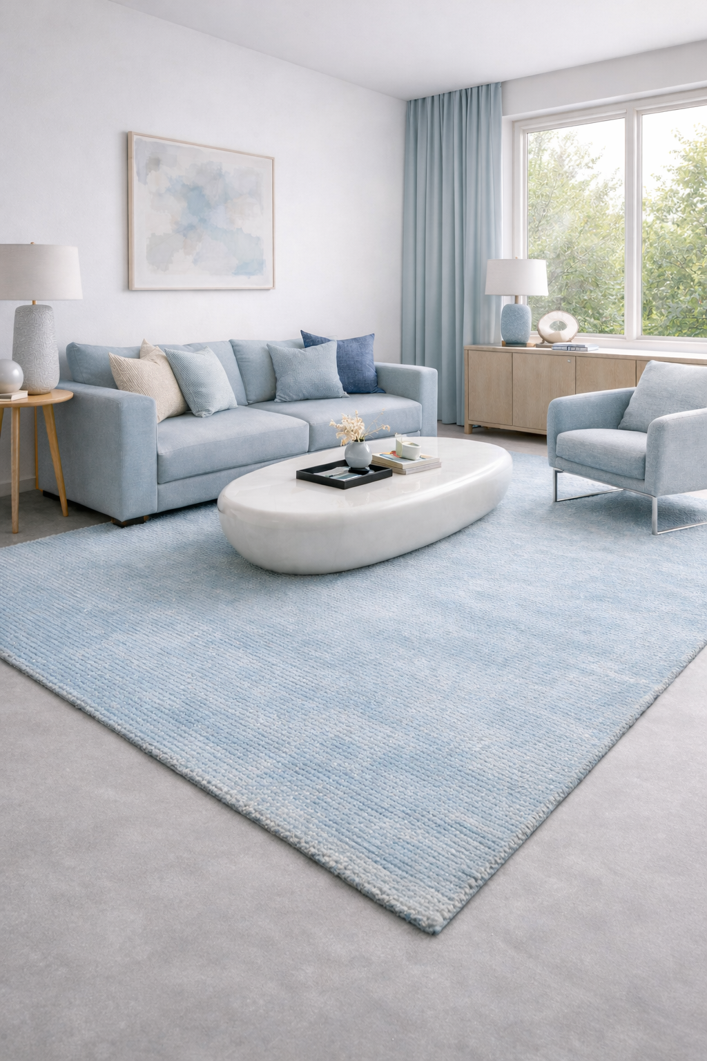 Valen Ice Blue Wool Rug