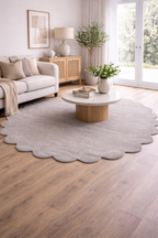 Virelle Stone Grey Scalloped Wool Rug