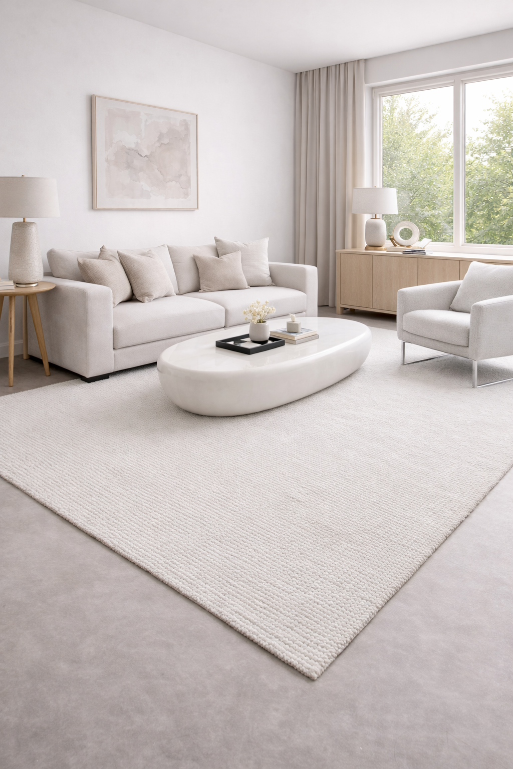 Valen Pearl White Wool Rug