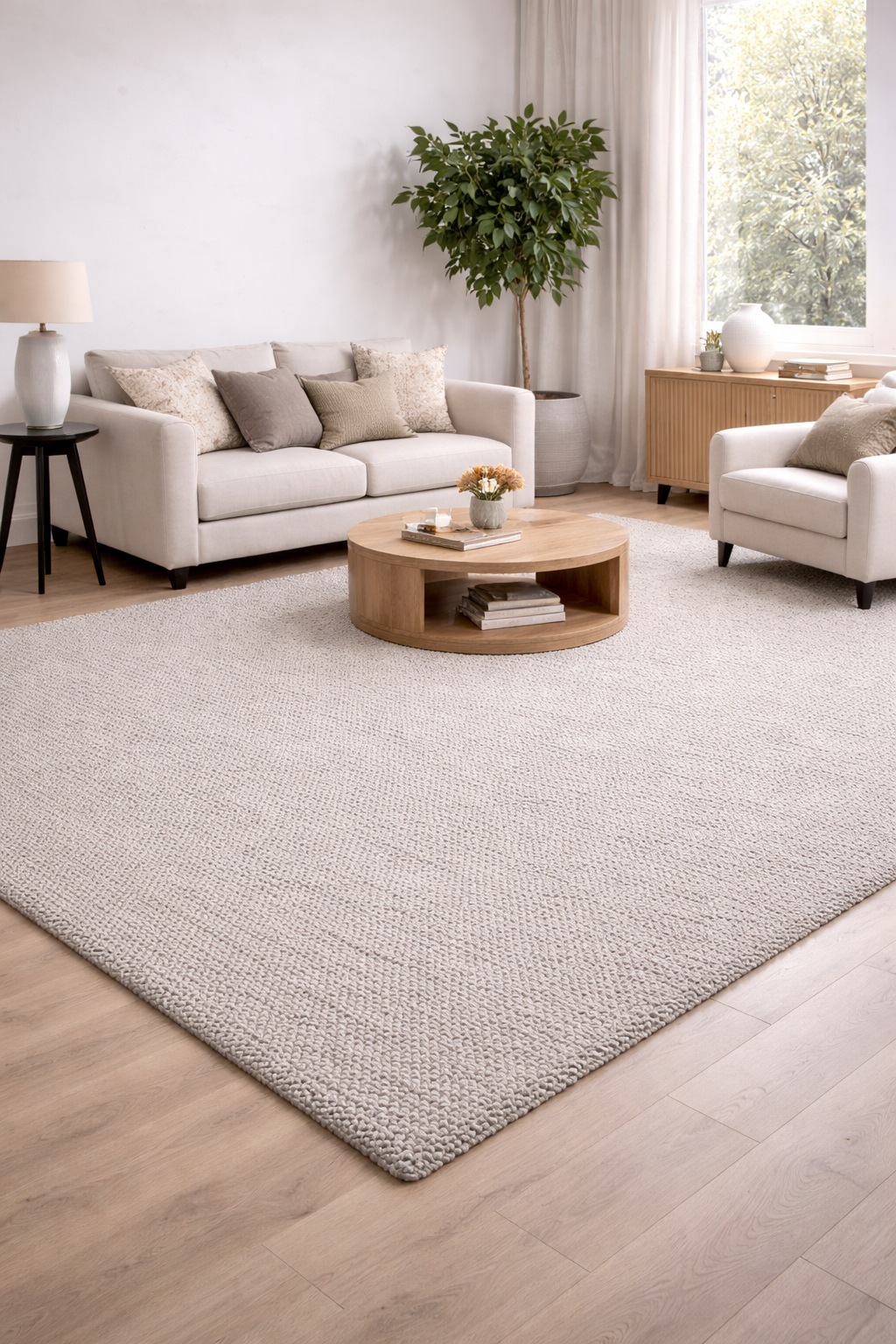 Zavelle Sandstone Beige Hand-Woven Rug