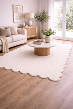 Virelle White Scalloped Wool Rug