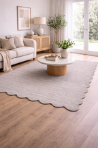 Virelle Stone Grey Scalloped Wool Rug